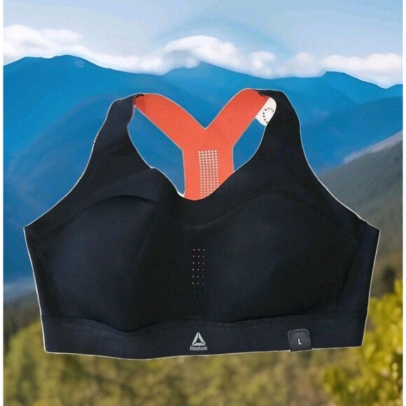 REEBOK PureMove Black Sports Bra Motion Sense Sz Lg NWT Was $60 - Picture 1 of 11
